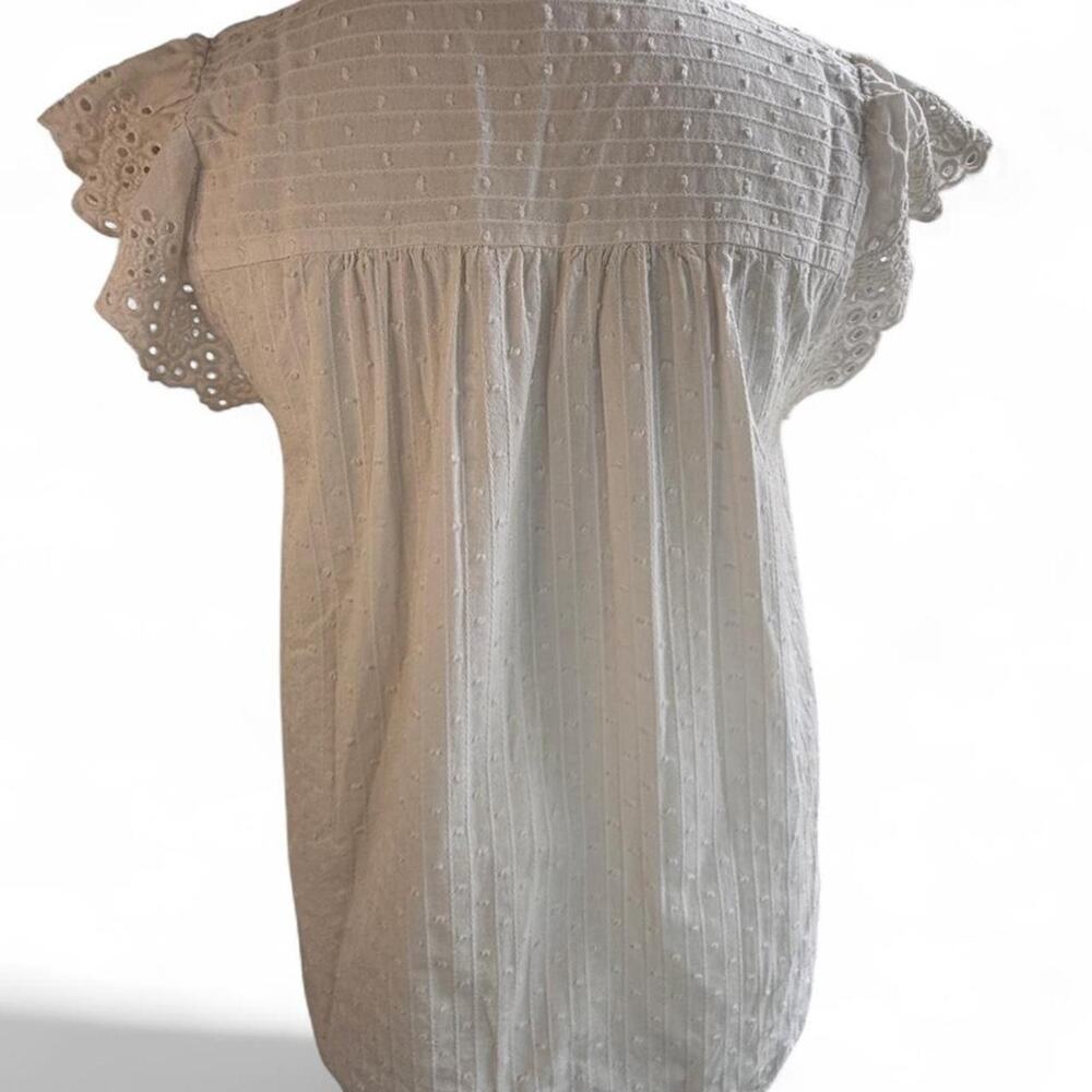 Mine White Eyelet Cotton Blouse Size M - Picture 3 of 6